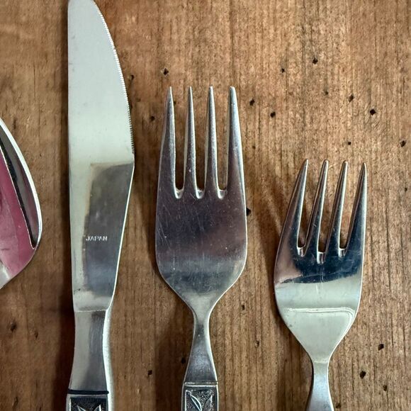 Vintage 5pc Interpur Mexicali Rose Stainless Steel Japan Teaspoon Dinner Spoon S - Picture 3 of 5